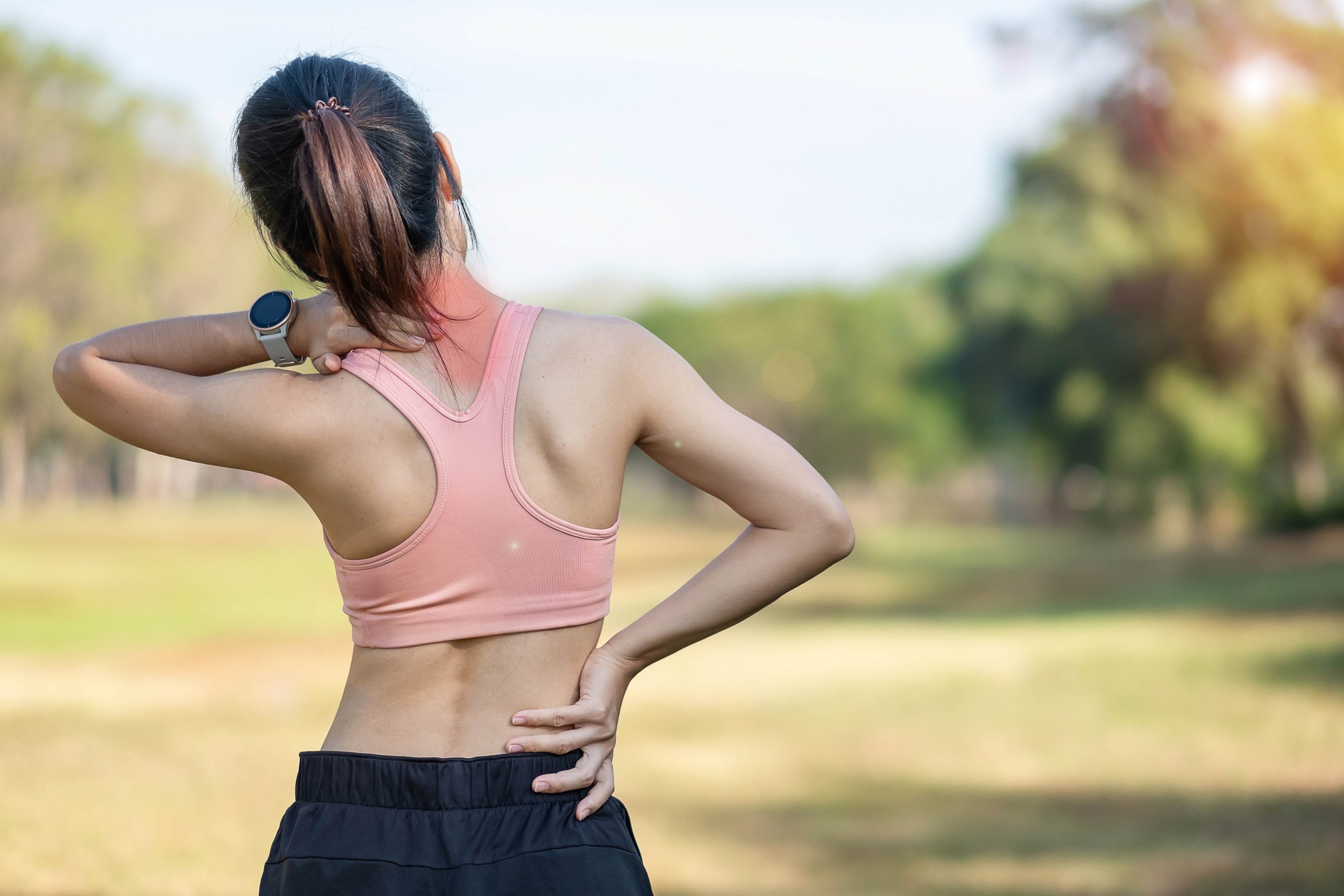 Young women with muscle pain