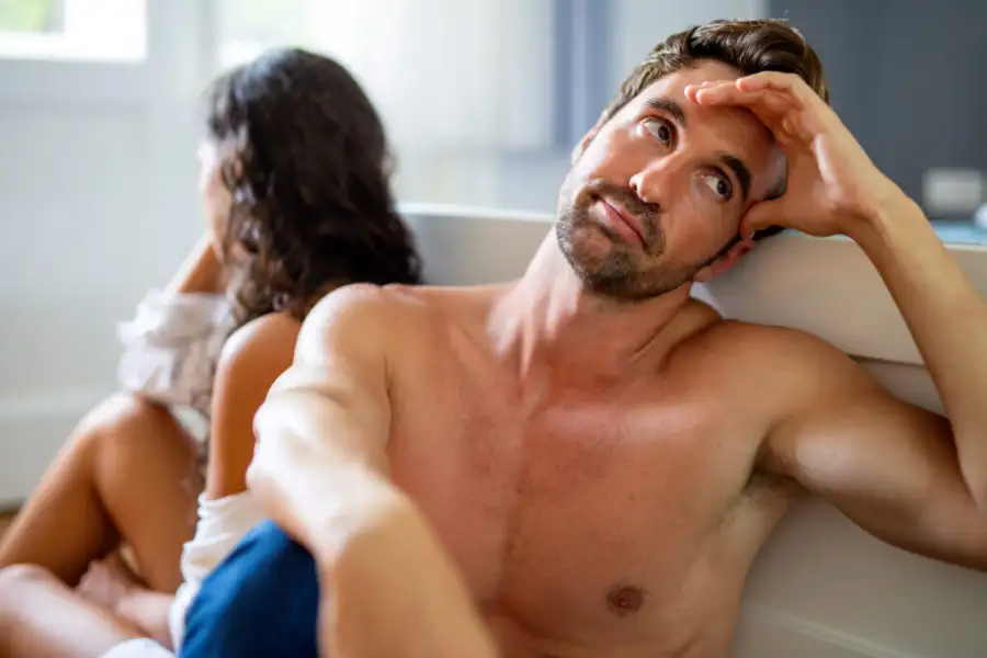 Picture of couple having problems and crisis. Divorce separation erectile dysfunction concept